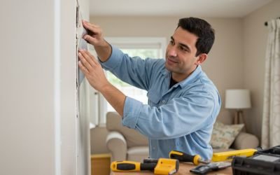 dry-wall-repair-service-image-Handeez-UK Hadeez UK's handyman fixing the dry wall