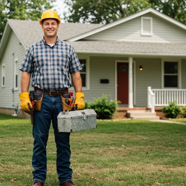 handyman-service-image-Handeez-UK handyman standing in front of house