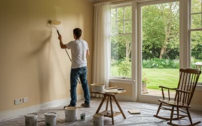 a painter painting interior wall of home